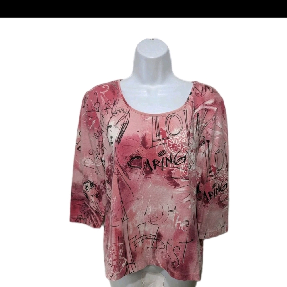 Additions By Chico's 1 Artsy Tee Love T Shirt Top M #45